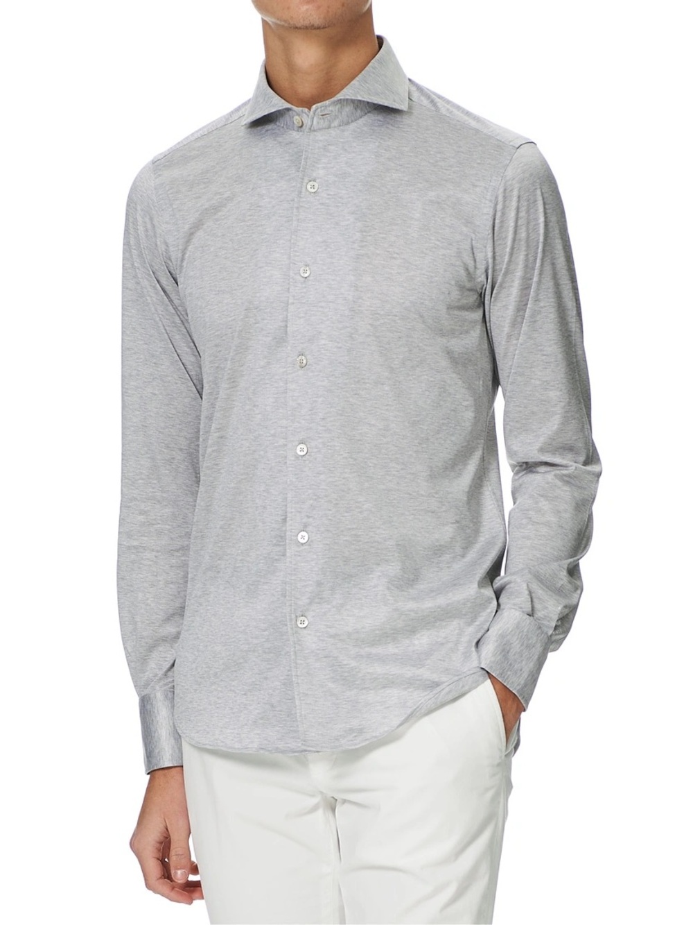 Canali Slim Fit Jersey Shirt Light Grey Men’s Size XXL